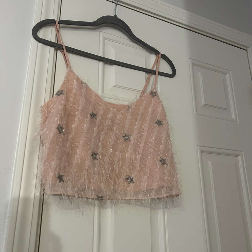 Pink embellished star tank